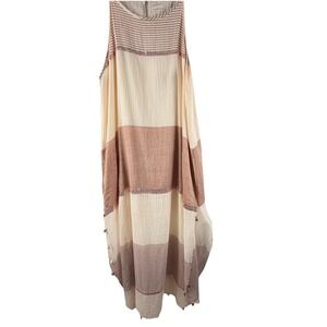 Lula Soul 100% Cotton Beachy Boho Tassel Trim Sundress Sz L Resort Quiet Luxury